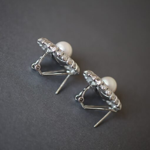 Unique Seawater Akoya Pearl Studs Earrings s925 Silver|Natural Pearl Earring Women|Art deco Pearl Stud Women|Handmade Vintage Pearl Earrings - Image 7