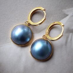 Natural Mabe Pearl huggie Earrings With s925 Silver|Mabe Pearl Jewelry|Statement mabe Pearl Earring|Real Mabe Pearl|Perfect Anniversary Gift