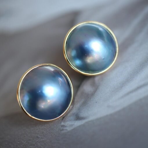 Natural Mabe Pearl Studs Earrings With s925 Silver|Mabe Pearl Jewelry|Dainty Pearl Studs Earrings|Real Mabe Pearl|Perfect Anniversary Gift - Image 5