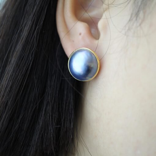 Natural Mabe Pearl Studs Earrings With s925 Silver|Mabe Pearl Jewelry|Dainty Pearl Studs Earrings|Real Mabe Pearl|Perfect Anniversary Gift - Image 8