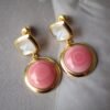 Pink Conch Pink Shell Earrings|Unique Pink Gem stud Earring|Untreated Pink Smooth Round Shell Earrings|Pink Queen Conch Shell Earrings women
