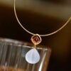 Natural amethyst pendant necklace women/Minimalist unique Quartz pendant silver/Art deco Pendent necklace|Handmade modern amethyst pendant