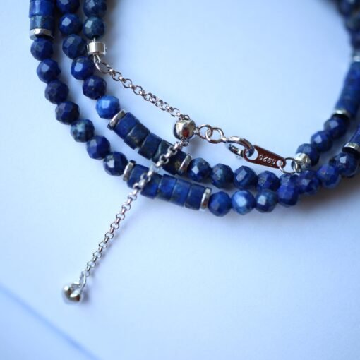 Natural Barrel Lapis Lazuli Stacking Beaded Choker Necklace WomenBalancing Calming Spiritual Protection-Healing Stone Meditation-Prayer - Image 3