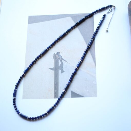 Natural Barrel Lapis Lazuli Stacking Beaded Choker Necklace WomenBalancing Calming Spiritual Protection-Healing Stone Meditation-Prayer