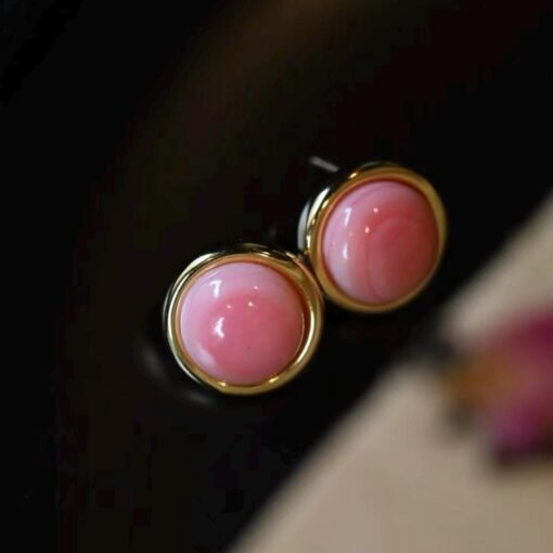 Natural Heart Pink Queen Conch Shell with pearl earring silver/Art Deco Trendy real pearl Jewelry|Unique Earring|Heart Stud Earrings - Image 4