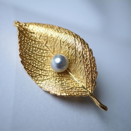 Unique leaf silver brooch with pearl for women/Vintage leaf pendant silver|Art deco Modern brooch antiqueHandmade Pearl necklace women - Image 2