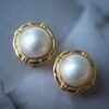 Genuine Seawater Mabe Pearl Stud Earrings s925 Silver|Vintage Antique Mabe Pearl Jewelry|Statement Pearl Earrings women|Bridal Pearl earring