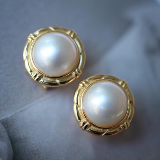 Genuine Seawater Mabe Pearl Stud Earrings s925 Silver|Vintage Antique Mabe Pearl Jewelry|Statement Pearl Earrings women|Bridal Pearl earring - Image 2