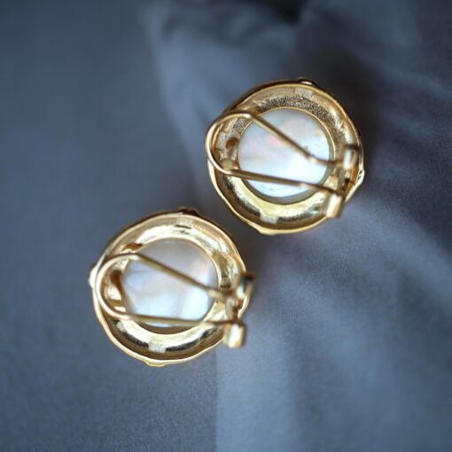 Genuine Seawater Mabe Pearl Stud Earrings s925 Silver|Vintage Antique Mabe Pearl Jewelry|Statement Pearl Earrings women|Bridal Pearl earring - Image 7