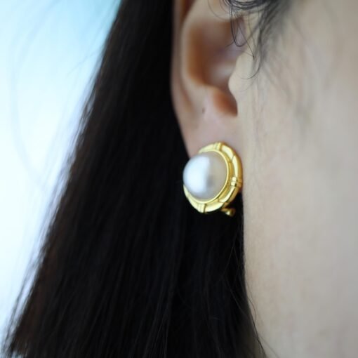 Genuine Seawater Mabe Pearl Stud Earrings s925 Silver|Vintage Antique Mabe Pearl Jewelry|Statement Pearl Earrings women|Bridal Pearl earring - Image 8
