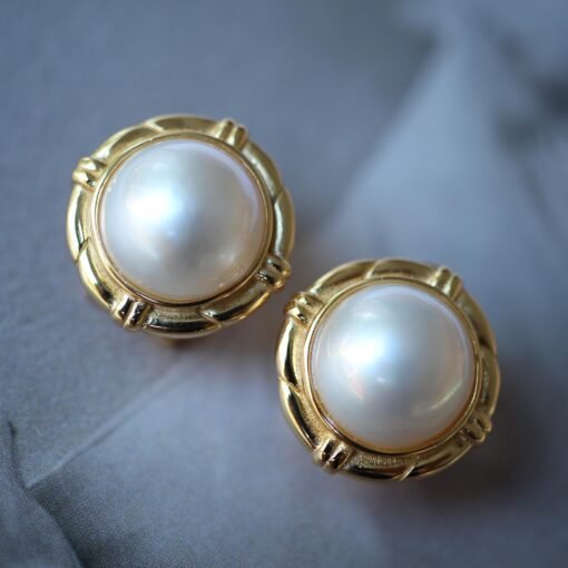Genuine Seawater Mabe Pearl Stud Earrings s925 Silver|Vintage Antique Mabe Pearl Jewelry|Statement Pearl Earrings women|Bridal Pearl earring - Image 6