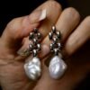 Unique Baroque Pearl Drop Earrings s925 silver|Natural Pearl Earrings|Statement Modern Pearl Earrings|Wedding Jewelry women