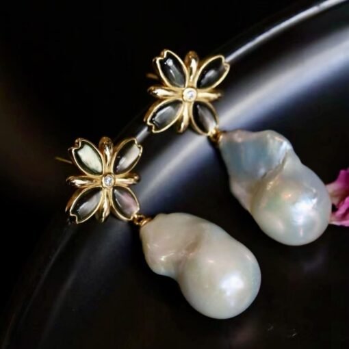 Unique Baroque Pearl Drop Earrings silver|Natural Pearl Earrings|Vintage Art Deco Pearl Earrings|Pearl Earrings for mom - Image 5