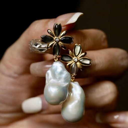 Unique Baroque Pearl Drop Earrings silver|Natural Pearl Earrings|Vintage Art Deco Pearl Earrings|Pearl Earrings for mom - Image 4