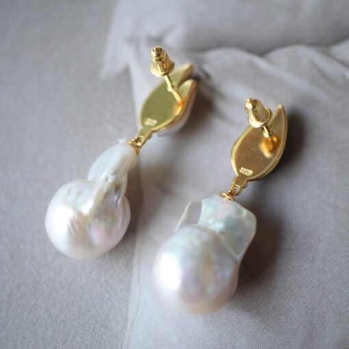 Natural Pearl Drop Earrings With Malachite|Statement Modern Pearl Drop|Natural Hand Carved Gemstone Earrings|Unique June Birthstone Gift - Image 5