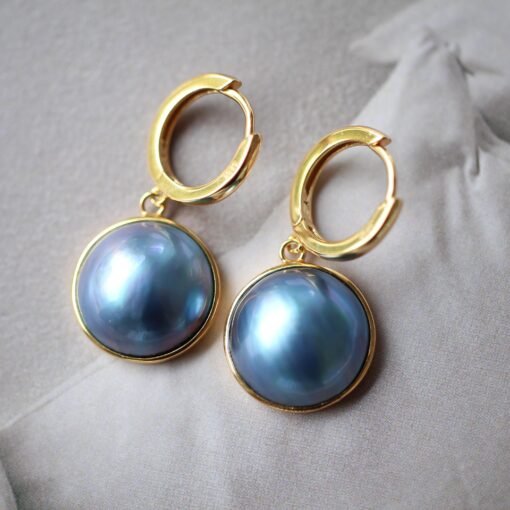 Natural Mabe Pearl huggie Earrings With s925 Silver|Mabe Pearl Jewelry|Statement mabe Pearl Earring|Real Mabe Pearl|Perfect Anniversary Gift - Image 7