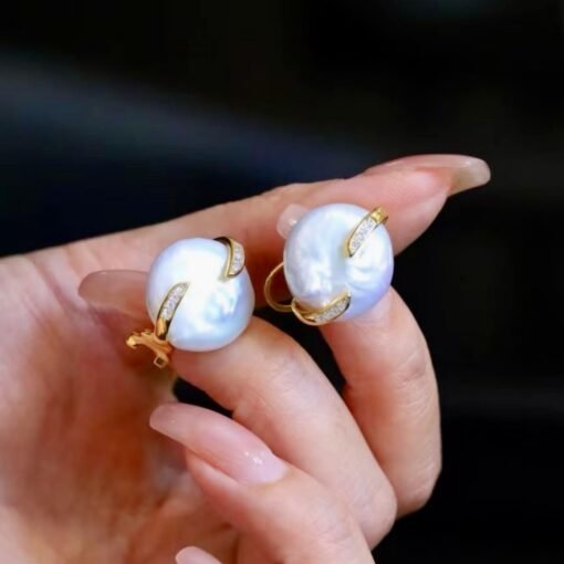 Unique Genuine Pearl Earrings silver|Natural Big Pearl Earrings|Vintage Pearl Earrings|Art Deco Pearl Stud Earrings women - Image 3