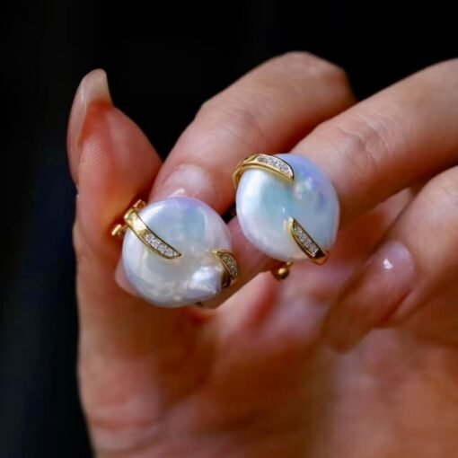 Unique Genuine Pearl Earrings silver|Natural Big Pearl Earrings|Vintage Pearl Earrings|Art Deco Pearl Stud Earrings women