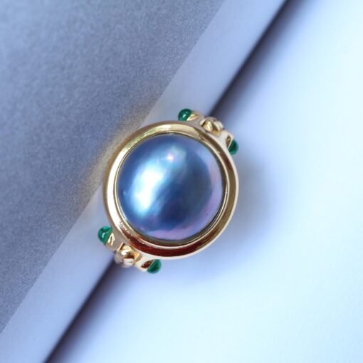 Genuine Mabe Pearl Ring s925 Silver|Minimalist Simple Mabe Pearl Jewelry|Statement Seashell pearl ring|Handmade Bezel Mabe Pearl ring - Image 6
