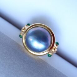 Genuine Mabe Pearl Ring s925 Silver|Minimalist Simple Mabe Pearl Jewelry|Statement Seashell pearl ring|Handmade Bezel Mabe Pearl ring