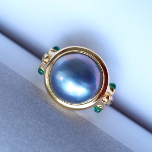 Genuine Mabe Pearl Ring s925 Silver|Minimalist Simple Mabe Pearl Jewelry|Statement Seashell pearl ring|Handmade Bezel Mabe Pearl ring