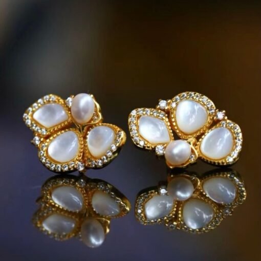 Unique Pearl Stud Earring s925 silver|Real Pearl Stud Earrings|Butterfly Shape Pearl Earrings|Mother of Pearl EarringsJune Birthstone gift