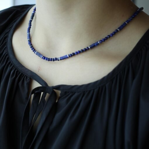 Natural Barrel Lapis Lazuli Stacking Beaded Choker Necklace WomenBalancing Calming Spiritual Protection-Healing Stone Meditation-Prayer - Image 4