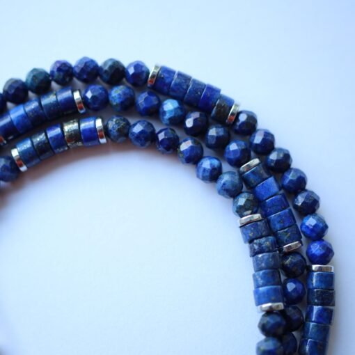 Natural Barrel Lapis Lazuli Stacking Beaded Choker Necklace WomenBalancing Calming Spiritual Protection-Healing Stone Meditation-Prayer - Image 5