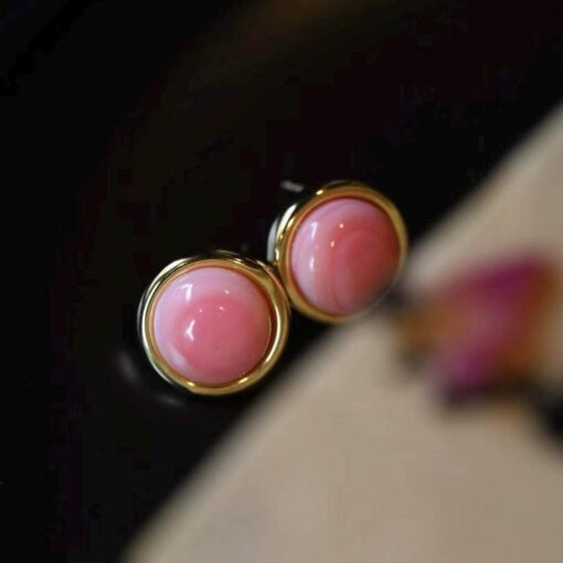 Natural Heart Pink Queen Conch Shell with pearl earring silver/Art Deco Trendy real pearl Jewelry|Unique Earring|Heart Stud Earrings - Image 5