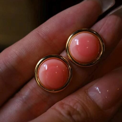 Natural Heart Pink Queen Conch Shell with pearl earring silver/Art Deco Trendy real pearl Jewelry|Unique Earring|Heart Stud Earrings - Image 6