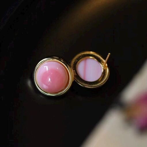 Natural Heart Pink Queen Conch Shell with pearl earring silver/Art Deco Trendy real pearl Jewelry|Unique Earring|Heart Stud Earrings - Image 8