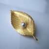 Unique leaf silver brooch with pearl for women/Vintage leaf pendant silver|Art deco Modern brooch antiqueHandmade Pearl necklace women