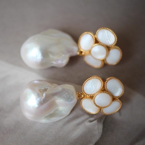 Unique Pearl Drop Earrings sterling silver|Real Fine Pearl drop Earrings|Charm Handmade Pearl Earrings|June Birthstone Pearl Earrings - Image 5