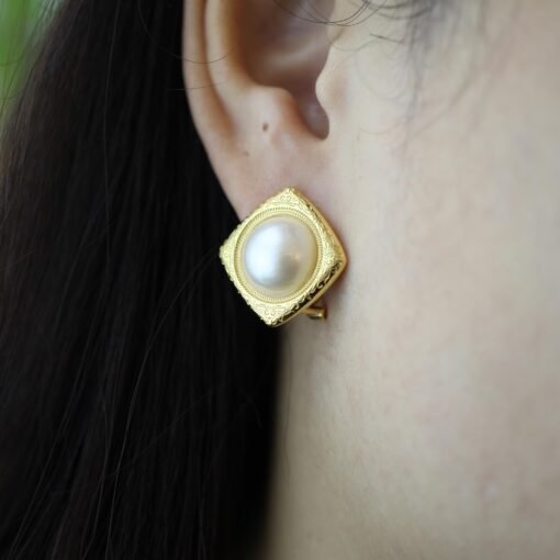 Natural Mabe Studs Earrings With s925 Silver|Dainty Studs Earrings|Statement Stud Earringsl|Perfect Anniversary Gift|Wedding Earrings - Image 4