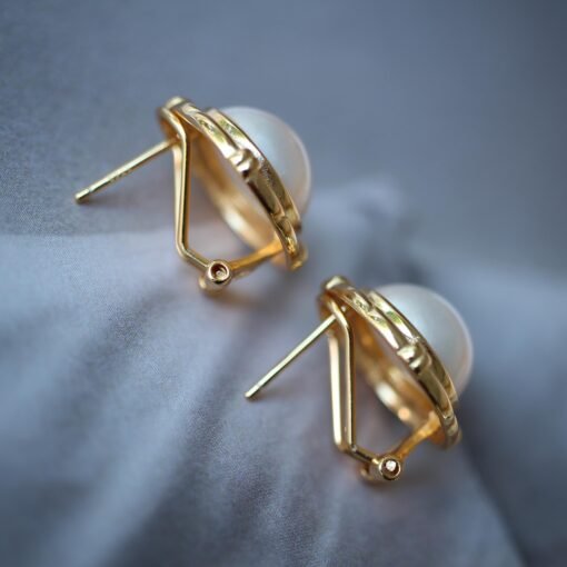 Genuine Seawater Mabe Pearl Stud Earrings s925 Silver|Vintage Antique Mabe Pearl Jewelry|Statement Pearl Earrings women|Bridal Pearl earring - Image 5