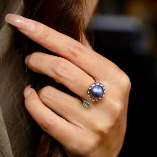 Genuine Mabe Pearl Ring s925 Silver|Unique Vintage Mabe Pearl Jewelry|Statement Art Deco pearl ring Women|Handmade Bezel Mabe Pearl ring - Image 5