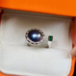 Genuine Mabe Pearl Ring s925 Silver|Unique Vintage Mabe Pearl Jewelry|Statement Art Deco pearl ring Women|Handmade Bezel Mabe Pearl ring