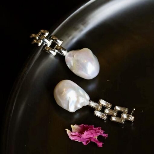 Unique Baroque Pearl Drop Earrings s925 silver|Natural Pearl Earrings|Statement Modern Pearl Earrings|Wedding Jewelry women - Image 8
