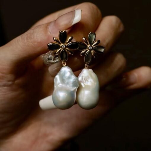 Unique Baroque Pearl Drop Earrings silver|Natural Pearl Earrings|Vintage Art Deco Pearl Earrings|Pearl Earrings for mom - Image 8