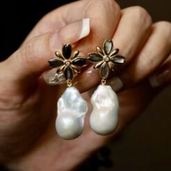Unique Baroque Pearl Drop Earrings silver|Natural Pearl Earrings|Vintage Art Deco Pearl Earrings|Pearl Earrings for mom