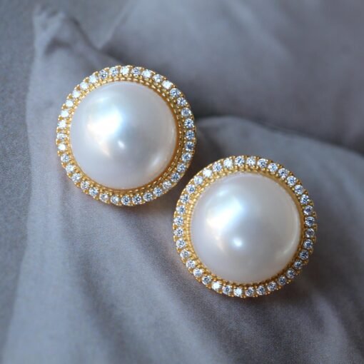 Genuine Mabe Pearl Earrings s925 Silver|Minimalist Mabe Pearl Jewelry|Statement Pearl Studs|Real Modern Mabe Pearl|Perfect Wedding jewelry