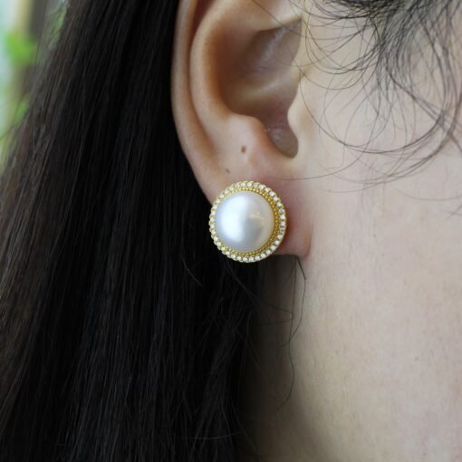 Genuine Mabe Pearl Earrings s925 Silver|Minimalist Mabe Pearl Jewelry|Statement Pearl Studs|Real Modern Mabe Pearl|Perfect Wedding jewelry - Image 8