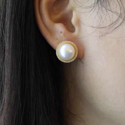 Genuine Mabe Pearl Earrings s925 Silver|Minimalist Mabe Pearl Jewelry|Statement Pearl Studs|Real Modern Mabe Pearl|Perfect Wedding jewelry - Image 4