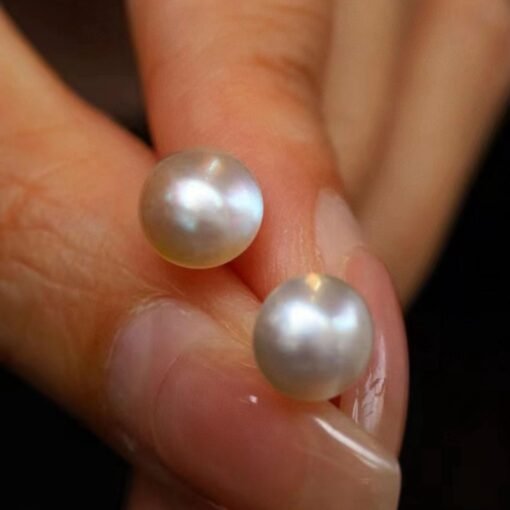 Natural Seawater White Mabe Earrings 18k Gold|Dainty Mabe Pearl Stud Earring Women|Minimalist Simple Pearl Studs|Perfect Wedding earrings