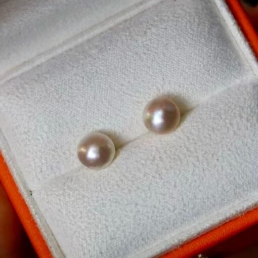Natural Seawater White Mabe Earrings 18k Gold|Dainty Mabe Pearl Stud Earring Women|Minimalist Simple Pearl Studs|Perfect Wedding earrings - Image 4