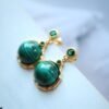 Genuine Malachite Stud Drop Earrings Sterling Silver|Malachite Jewelry|Statement Green Malachite Earring|Vintage Malachite Earrings For Her