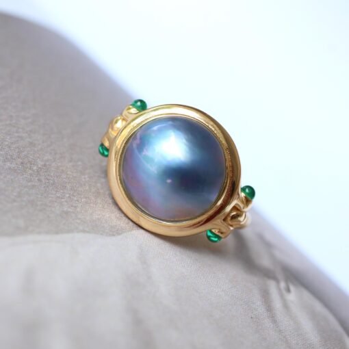 Genuine Mabe Pearl Ring s925 Silver|Minimalist Simple Mabe Pearl Jewelry|Statement Seashell pearl ring|Handmade Bezel Mabe Pearl ring - Image 3