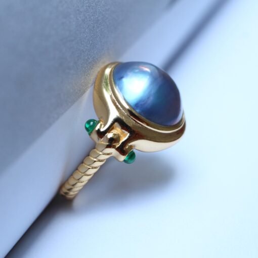 Genuine Mabe Pearl Ring s925 Silver|Minimalist Simple Mabe Pearl Jewelry|Statement Seashell pearl ring|Handmade Bezel Mabe Pearl ring - Image 2