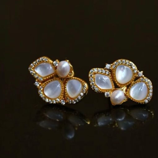 Unique Pearl Stud Earring s925 silver|Real Pearl Stud Earrings|Butterfly Shape Pearl Earrings|Mother of Pearl EarringsJune Birthstone gift - Image 3