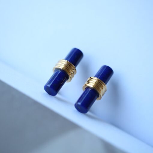 Unique Lapis Lazuli Stud Earring sterling silver|Blue lapis lazuli studs goldVintage Gemstone EarringStick EarringsBest Gift For Her - Image 7